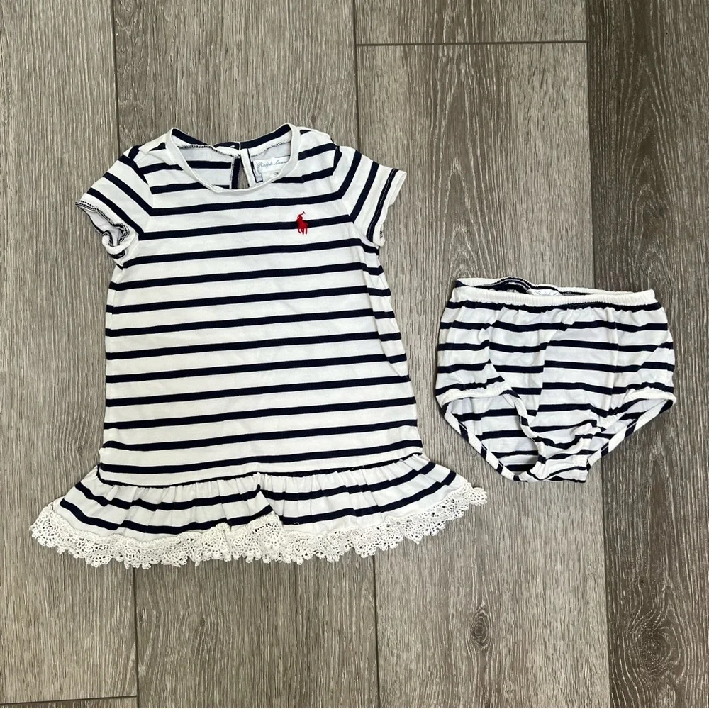 RALPH LAUREN 2PC SHORT SLEEVE DRESS WITH BLOOMER 12MO